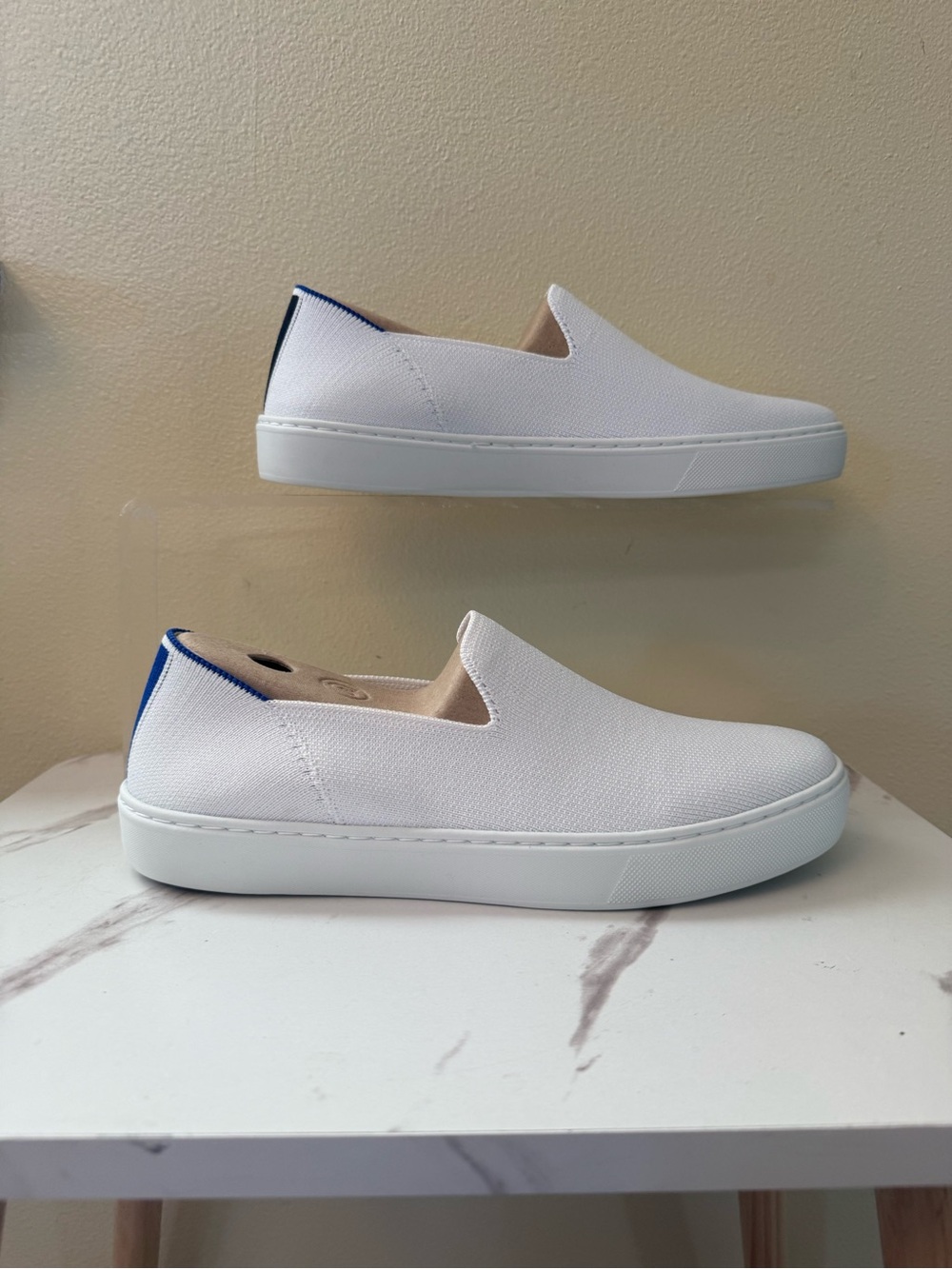 Rothy's Blue  and White Original Canvas Slip on Sneaker, NIB, Size 8-1/2